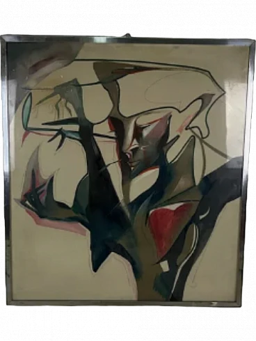 Abstract painting by Domenico Pellicano, mixed media on canvas, 1980s