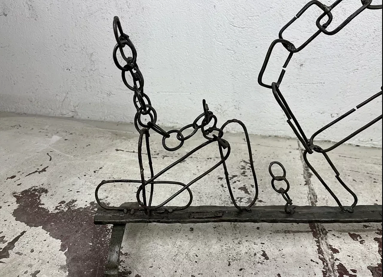 Wrought iron spark guard sculpture by Savino Marsura, 1980s 3