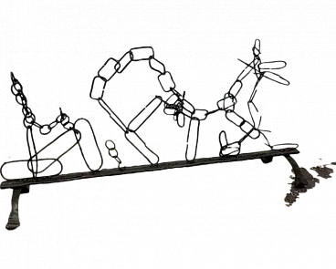 Wrought iron spark guard sculpture by Savino Marsura, 1980s