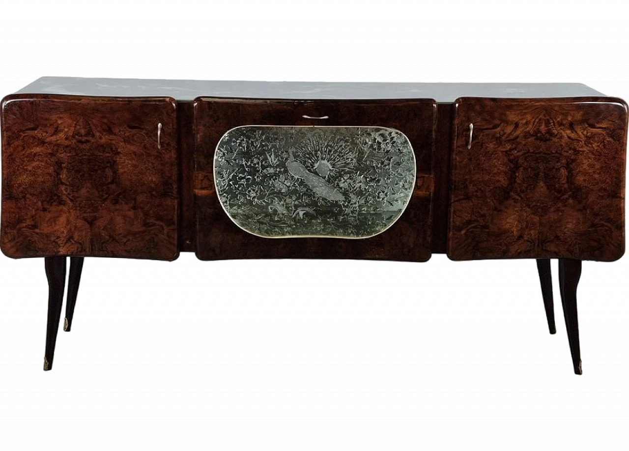 Sideboard with flap door and marbled glass shelf, 1950s 30