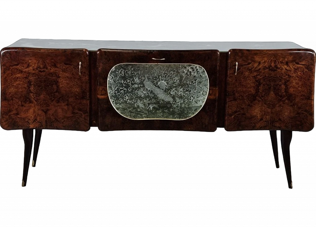 Sideboard with flap door and marbled glass shelf, 1950s 31