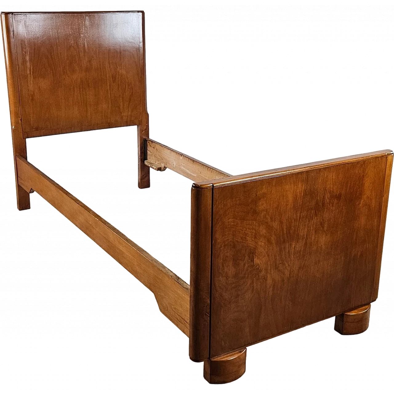 Walnut single bed, 1940s 20