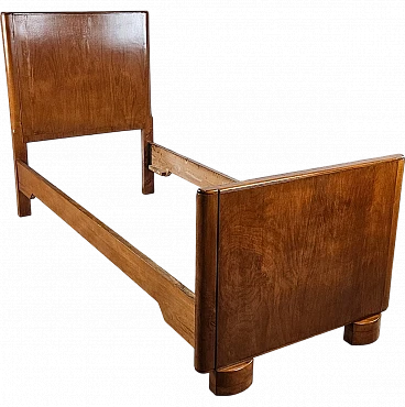 Walnut single bed, 1940s