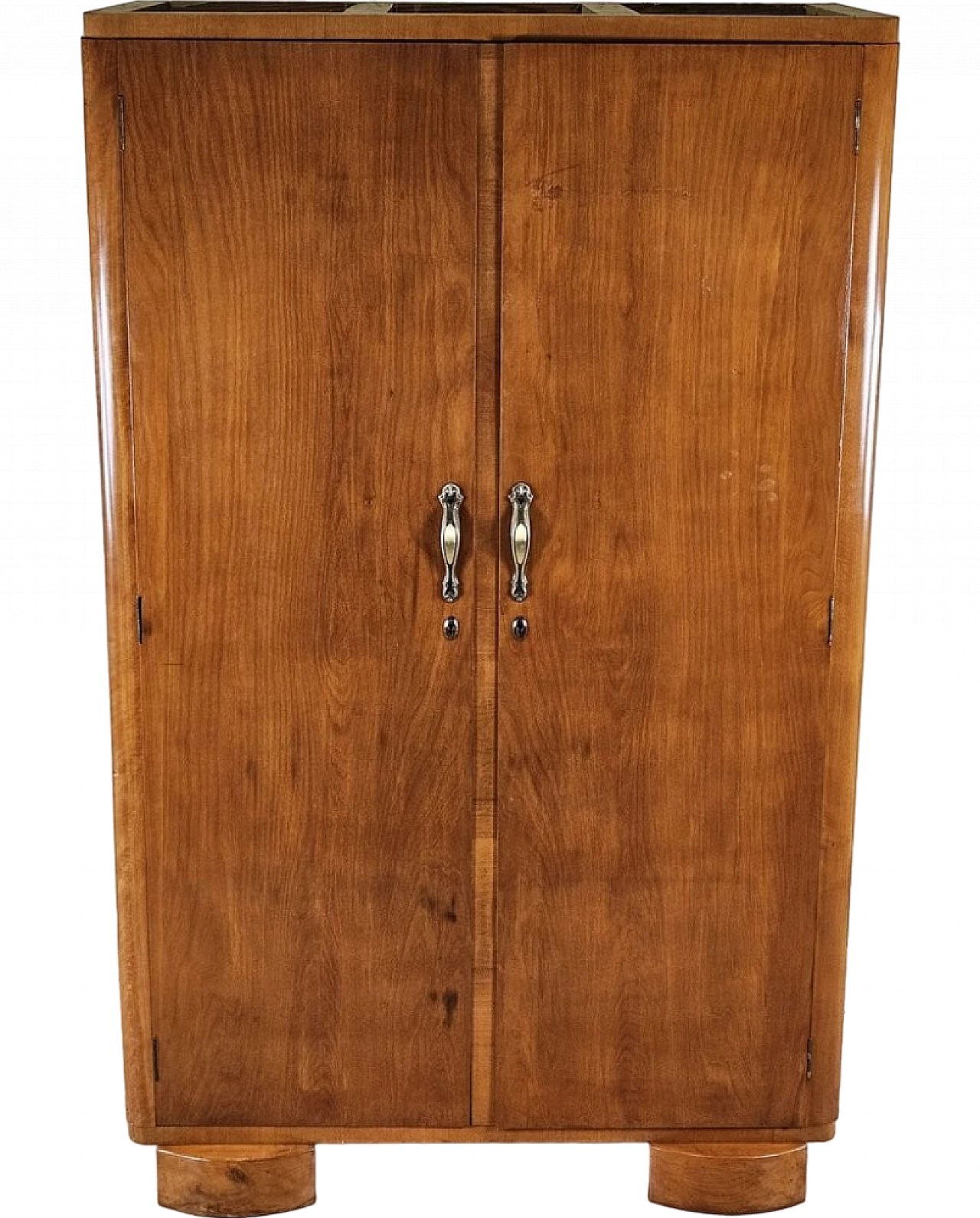 Two-door wardrobe in walnut with brass handles, 1940s 31