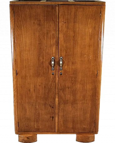 Two-door wardrobe in walnut with brass handles, 1940s