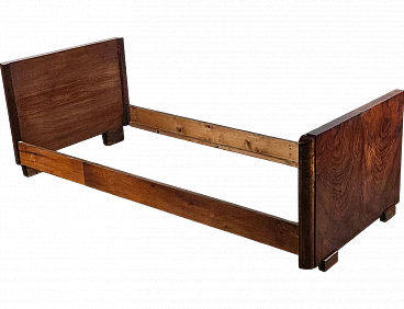 Art Deco walnut single bed, 1940s