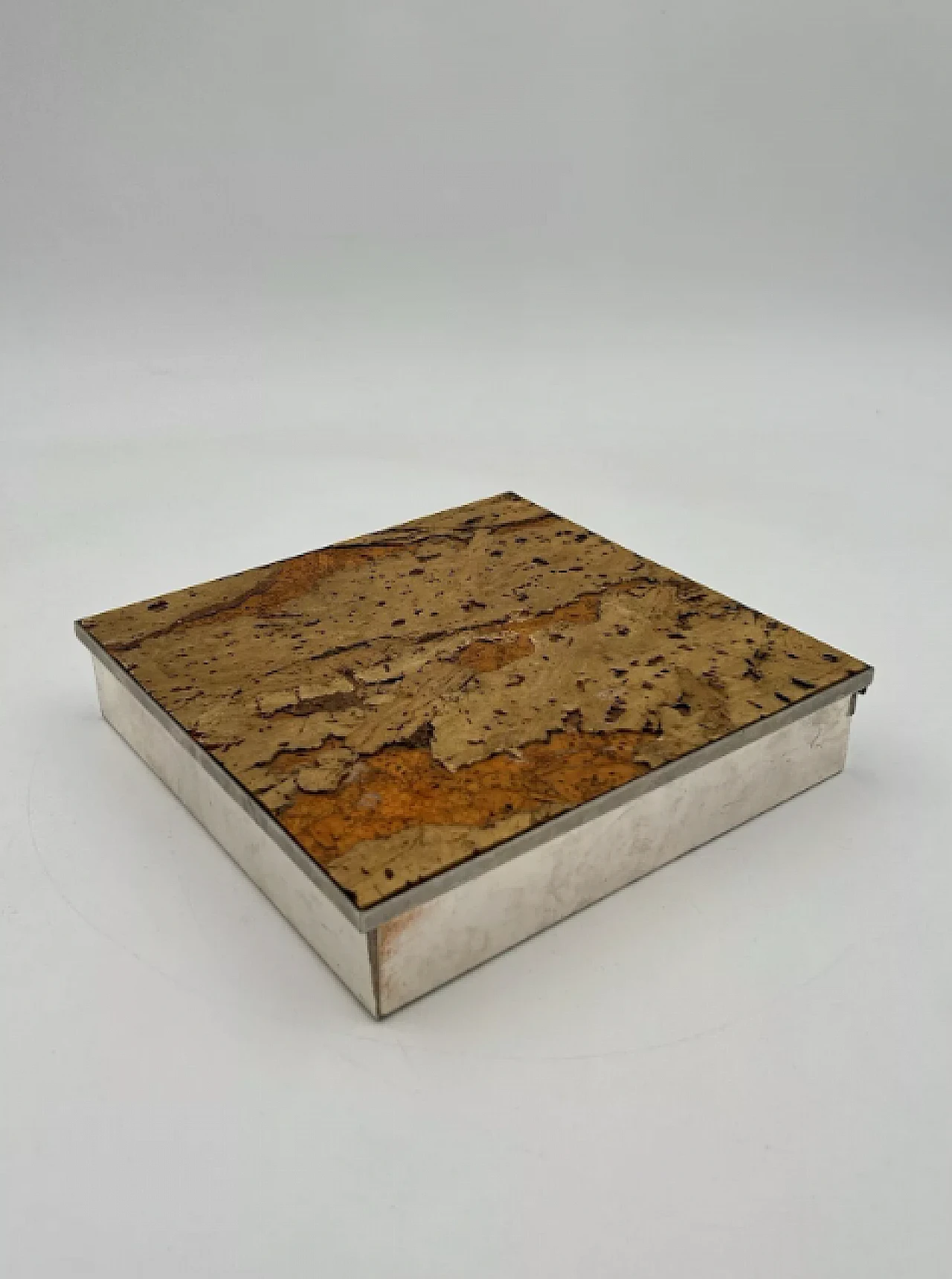 Steel and cork box by Willy Rizzo, 1970s 1