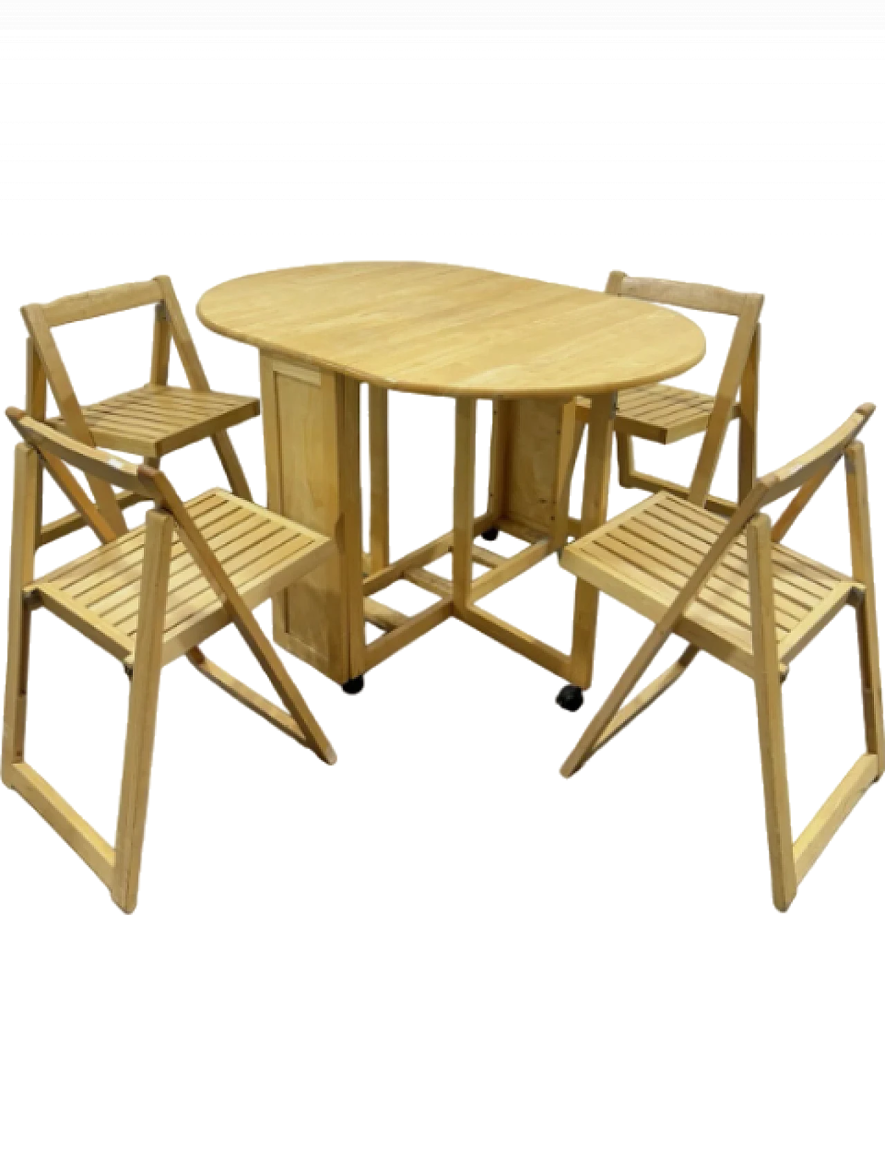 Wooden garden table with 4 chairs, late 20th century 12