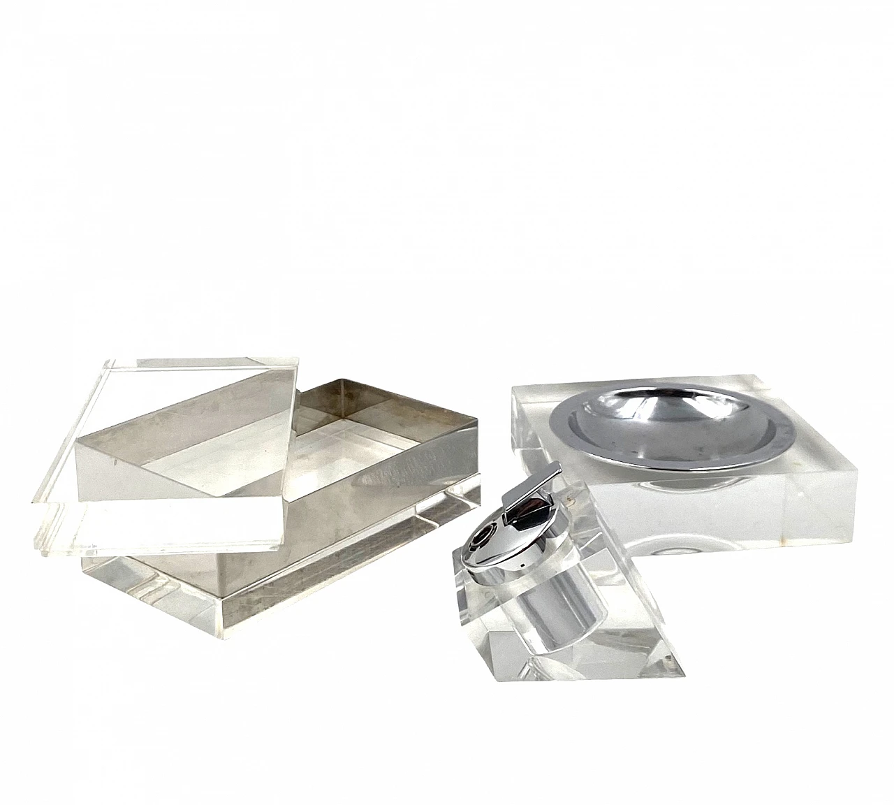 Set da fumo in lucite Hollywood regency di Guzzini, 1970 12