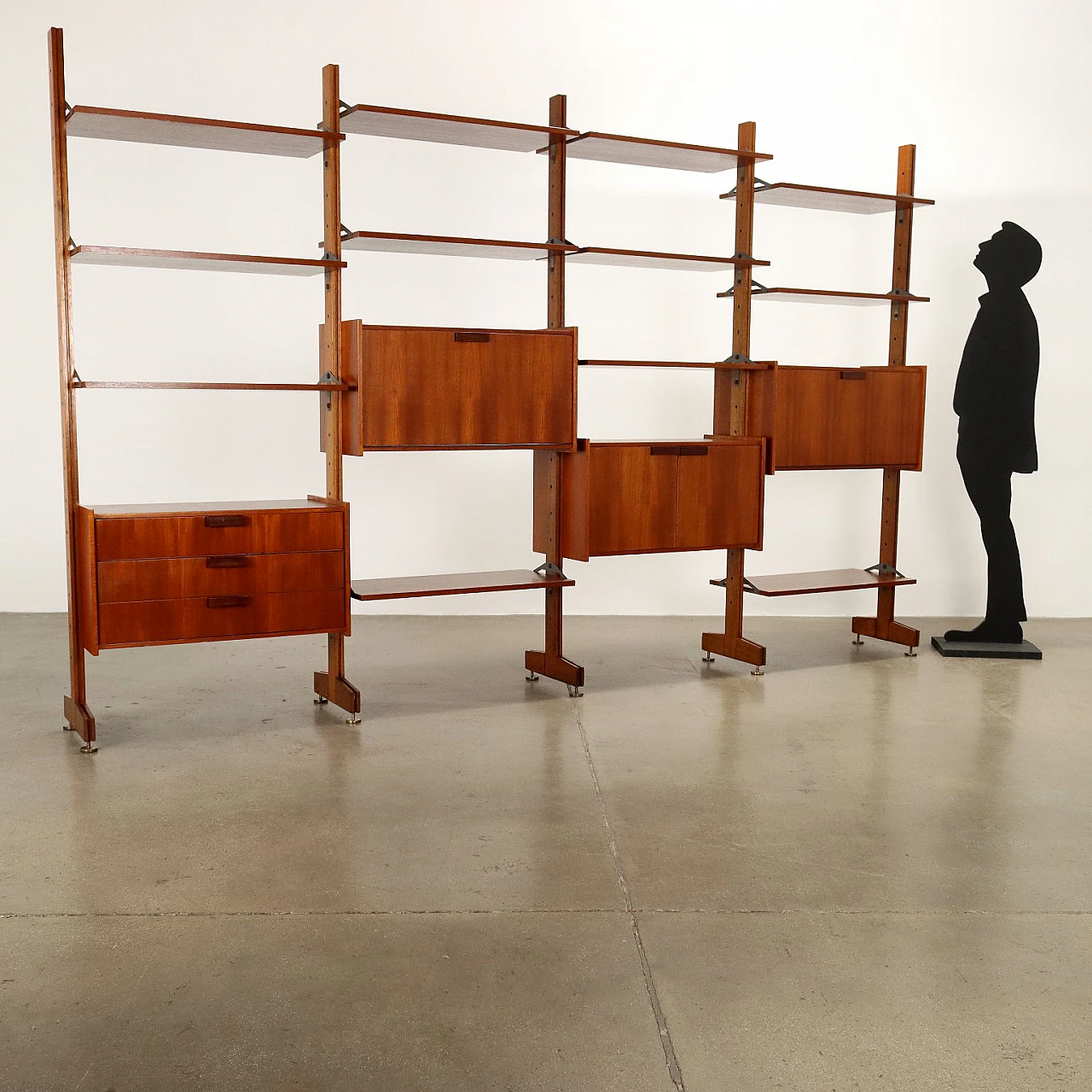 Solid wood and teak veneer bookcase, 1960s 2