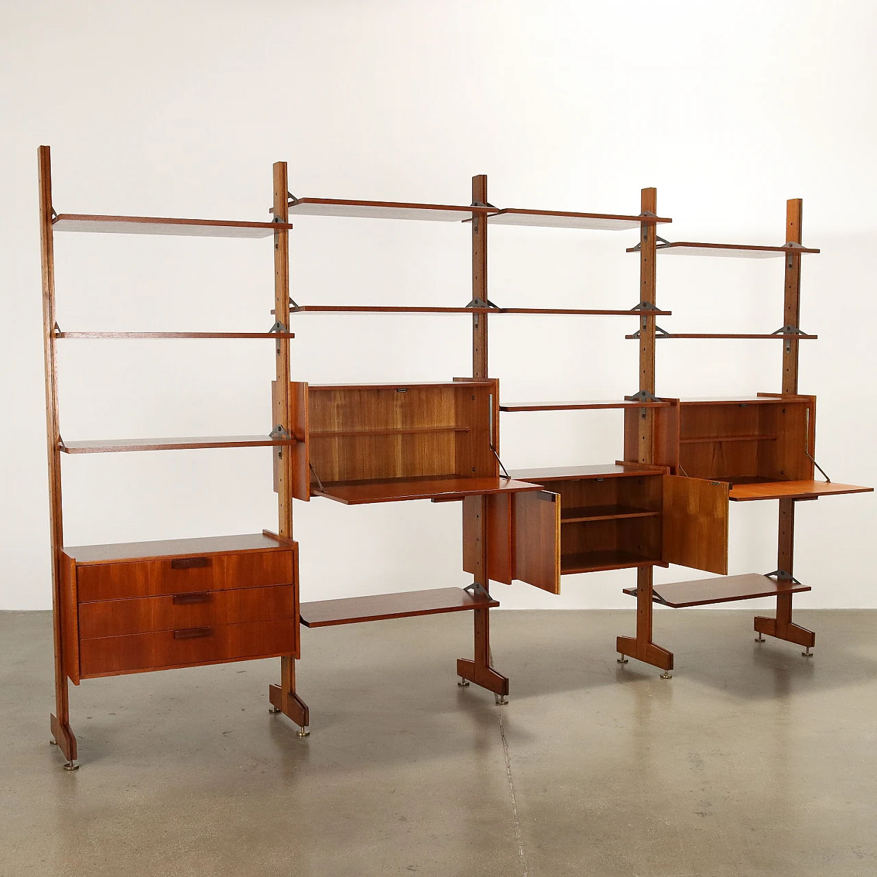 Solid wood and teak veneer bookcase, 1960s 3