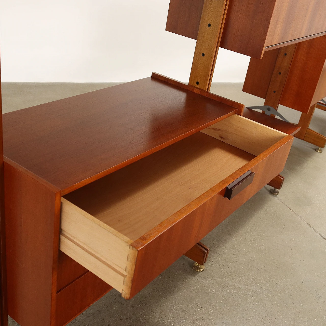 Solid wood and teak veneer bookcase, 1960s 4