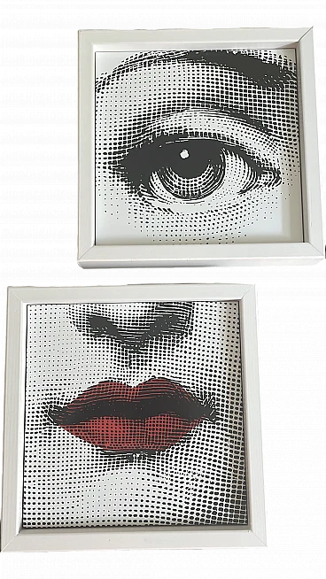 Pair of Fornasetti tiles framed