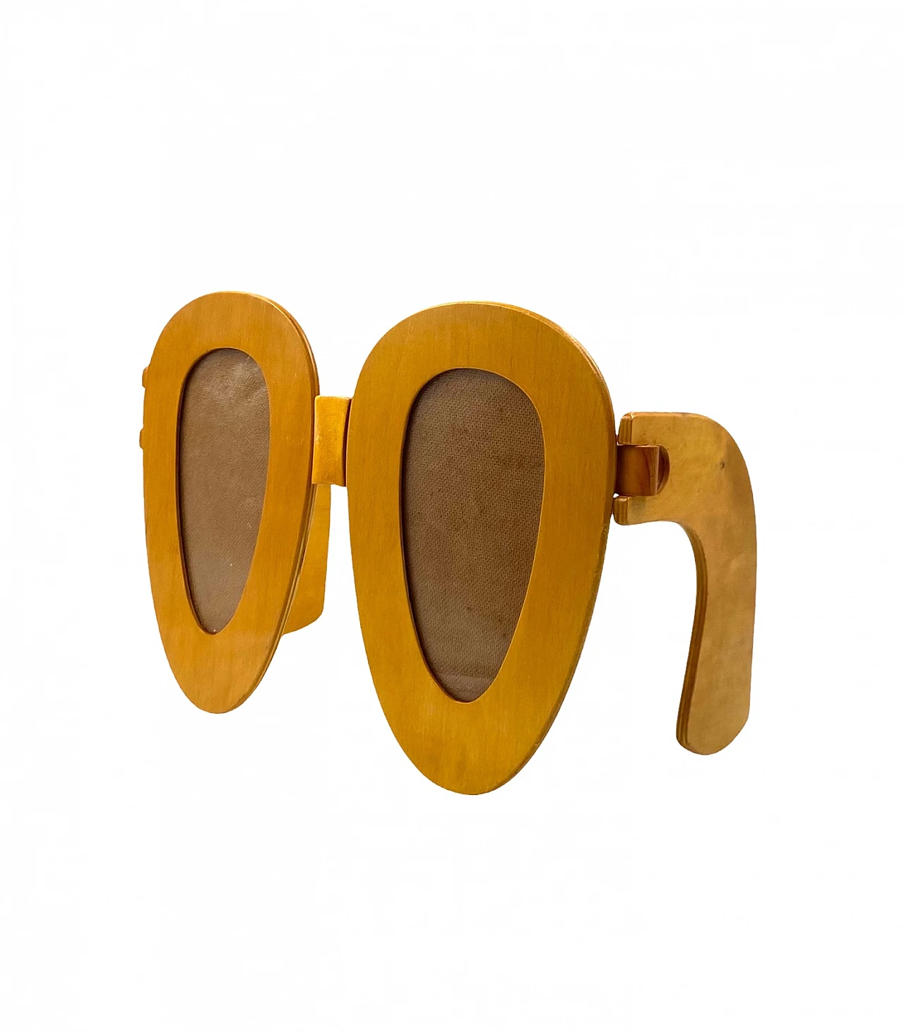 Wooden glasses shaped double photo frame, 1980 1