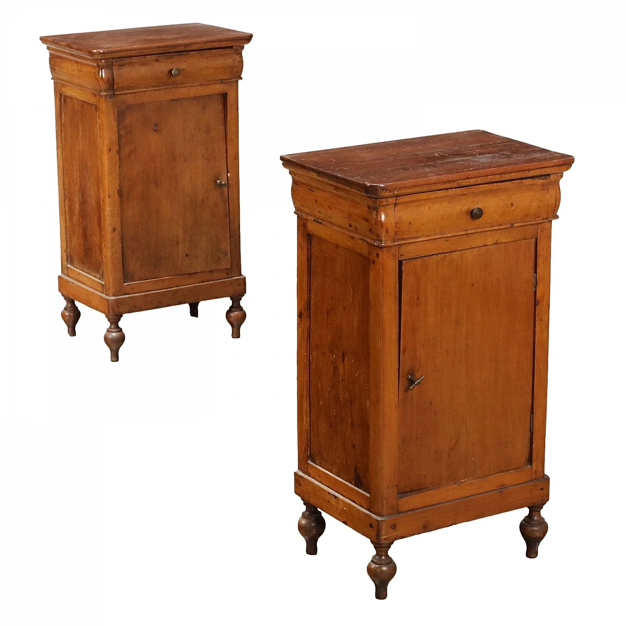 Pair of Louis Philippe bedside tables in walnut, 19th century 1