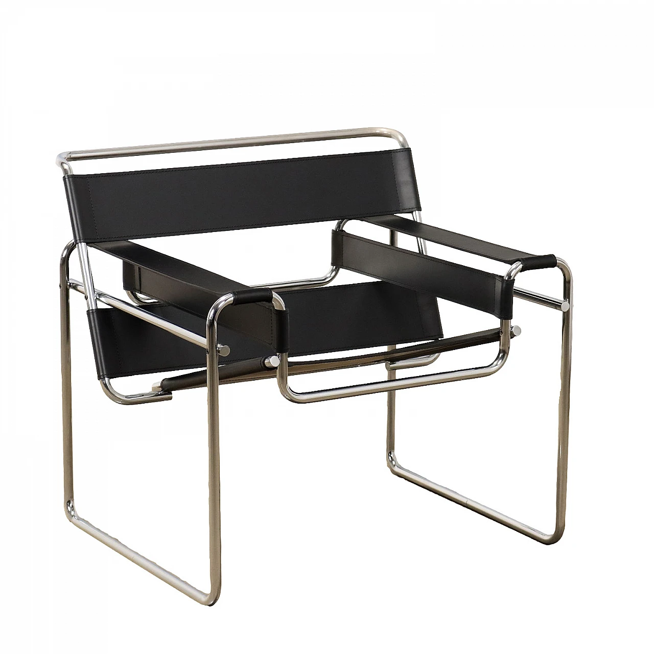 Poltrona Wassily B3 in pelle di Marcel Breuer per Gavina, anni '70 1