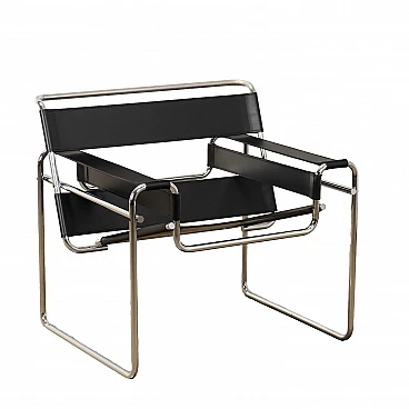 Poltrona Wassily B3 in pelle di Marcel Breuer per Gavina, anni '70