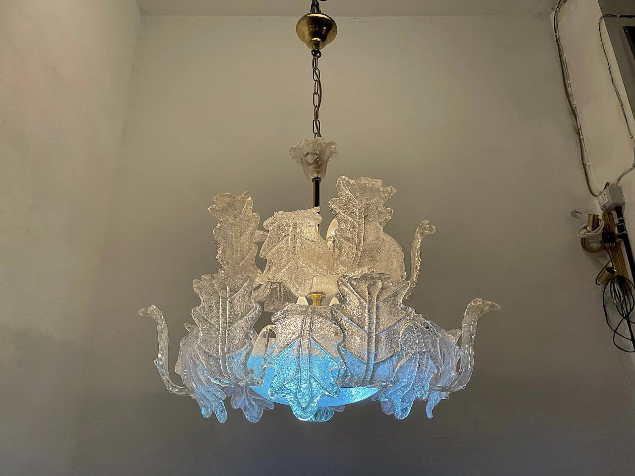 Coppla lampadari in vetro satinato di Murano di Sylcom, anni '70 10