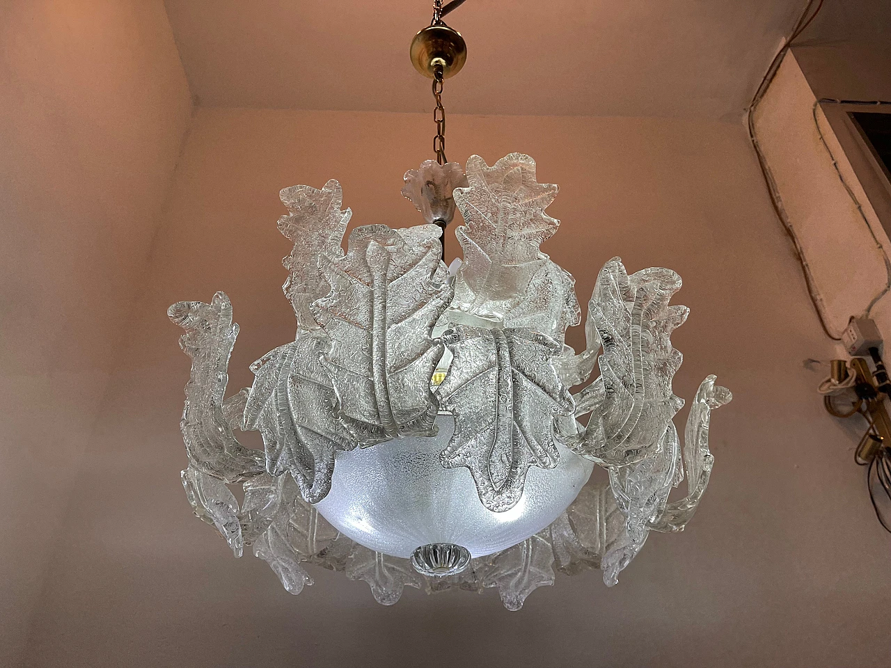 Coppla lampadari in vetro satinato di Murano di Sylcom, anni '70 21