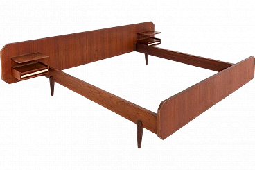 Wooden double bed frame, 1960s