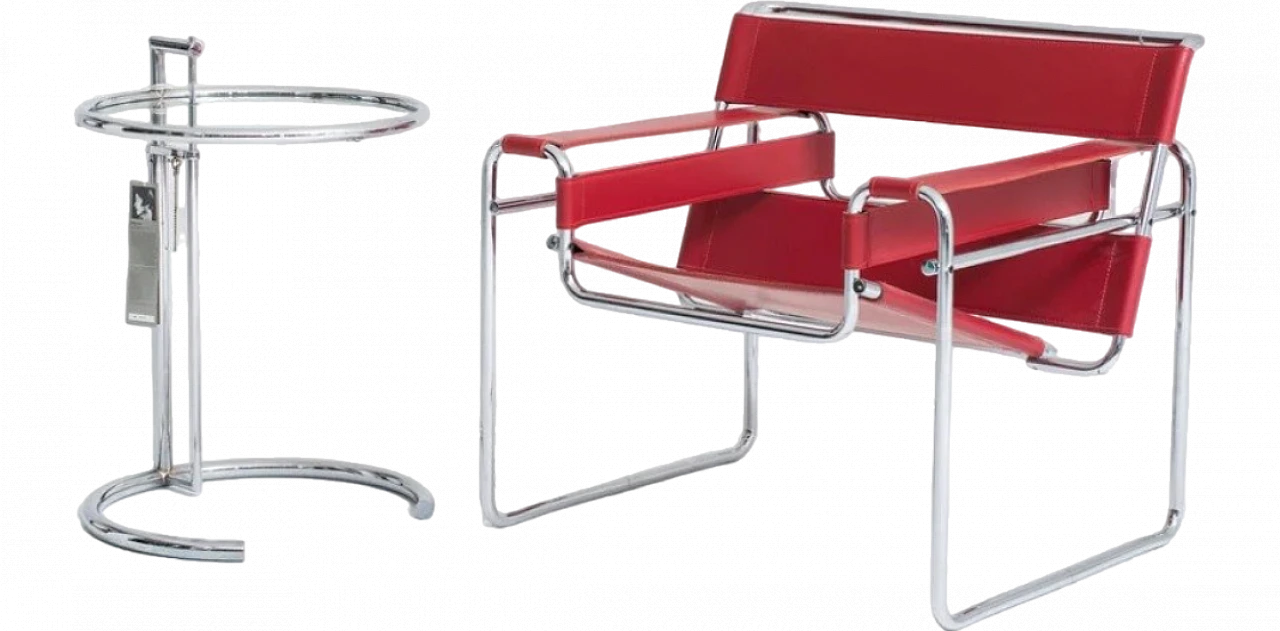 Poltrona  Wassily B3 in pelle rossa di Knoll International 20