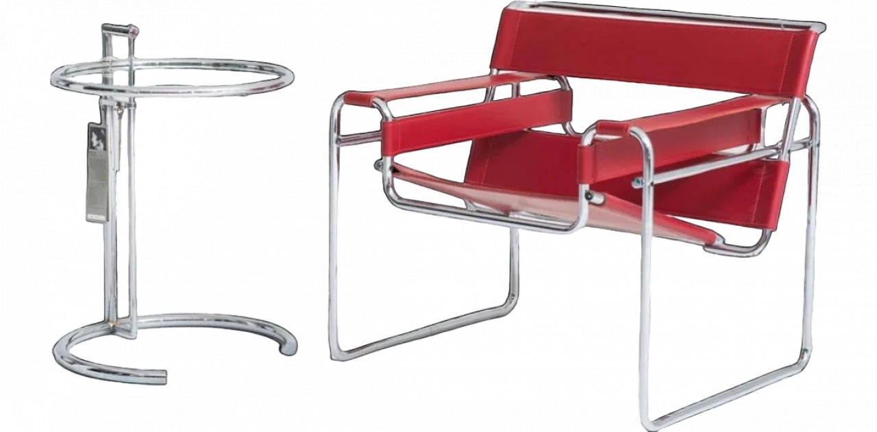 Wassily B3 red leather armchair by Knoll International 21