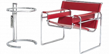 Poltrona  Wassily B3 in pelle rossa di Knoll International