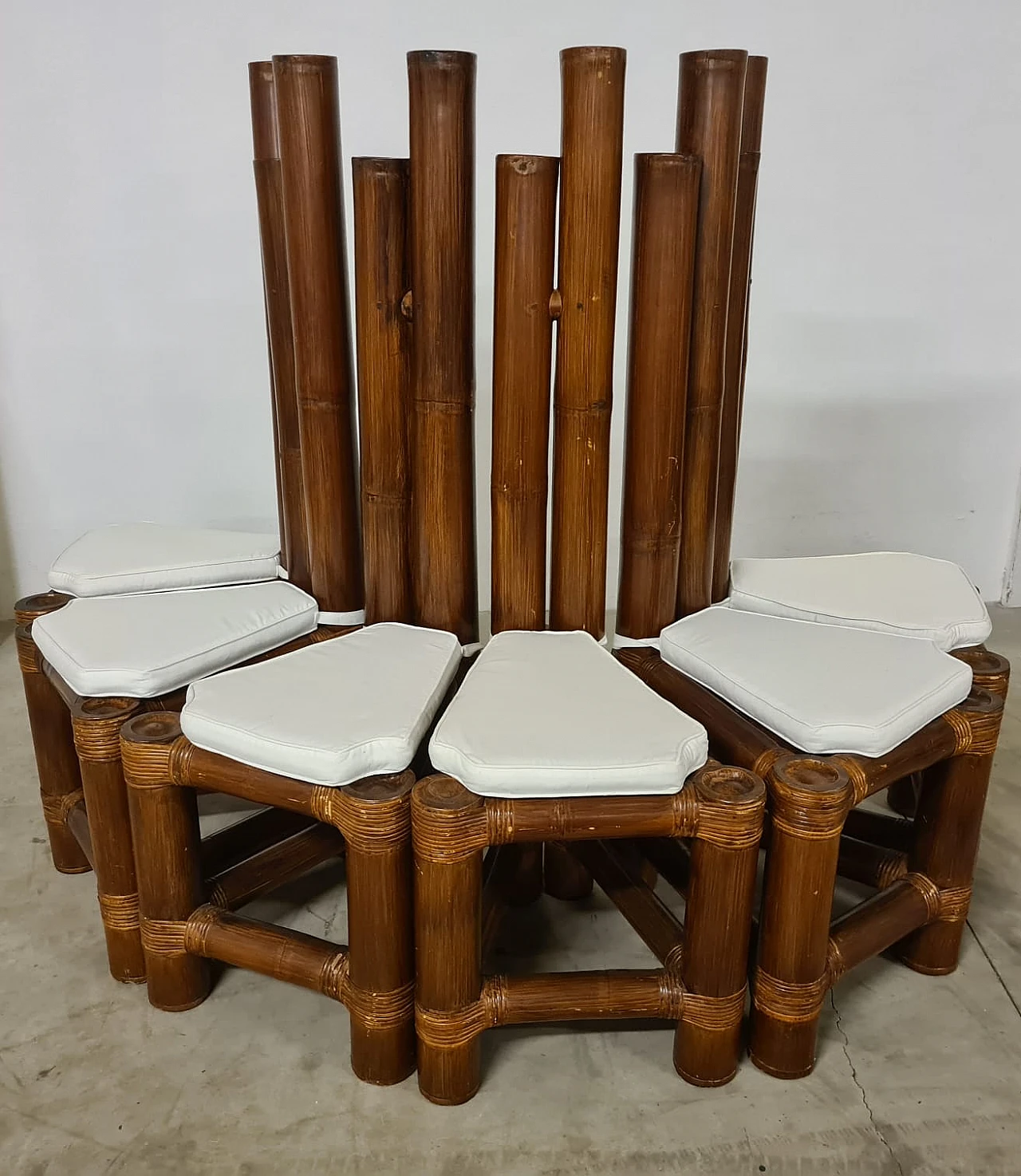 6 bamboo chairs, 70s 2