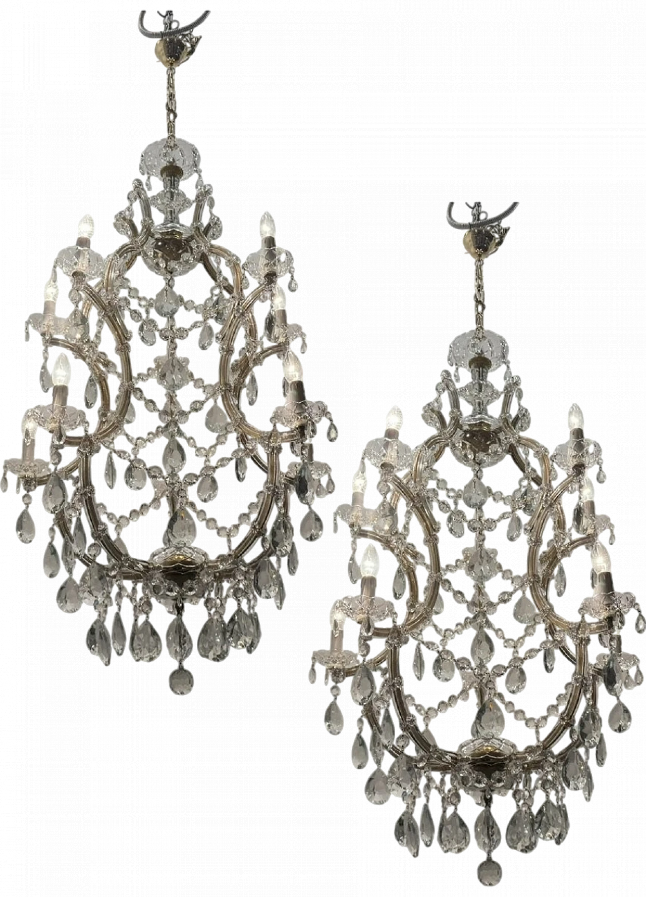 Large Crystal Murano Chandeliers Maria Teresa Set of 2 18