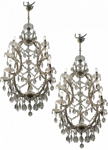 Large Crystal Murano Chandeliers Maria Teresa Set of 2