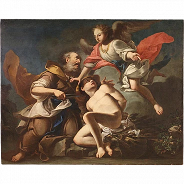 The Sacrifice of Isaac, large Baroque oil painting, 17th century