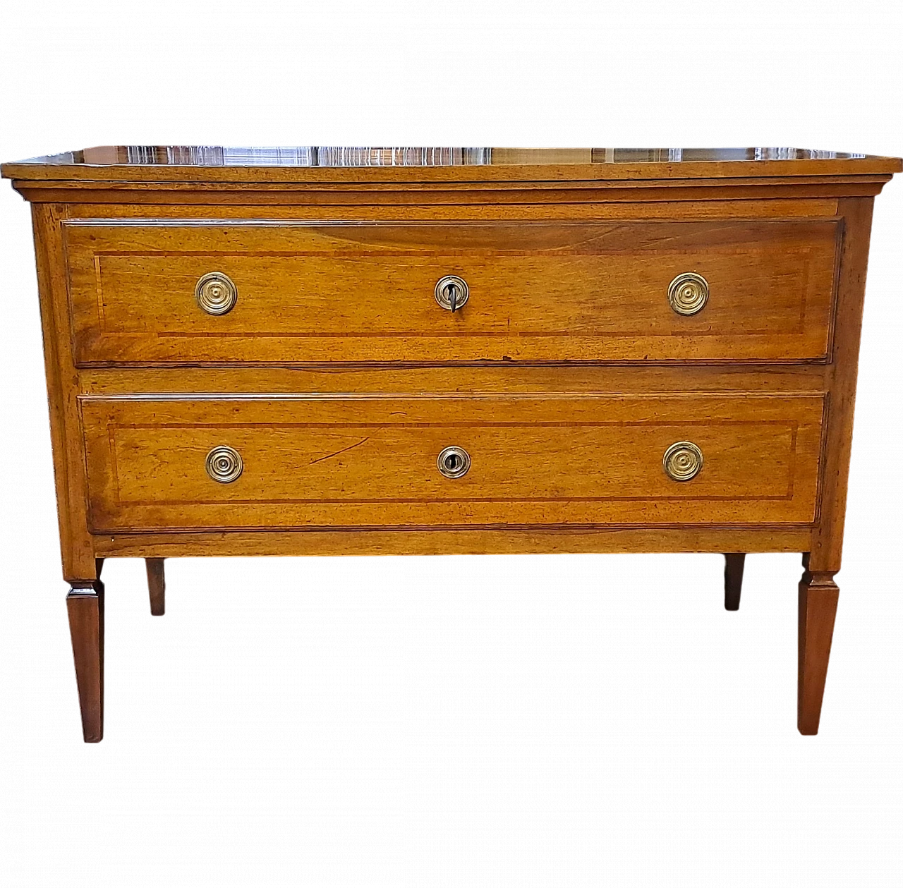 Solid walnut chest of drawers. Front with two drawers with lock 9