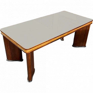 Art Decò dining table, in wood with glass top, 1930s