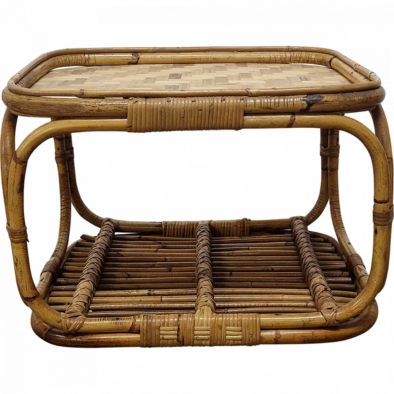 Low coffee table in rattan and bamboo 6