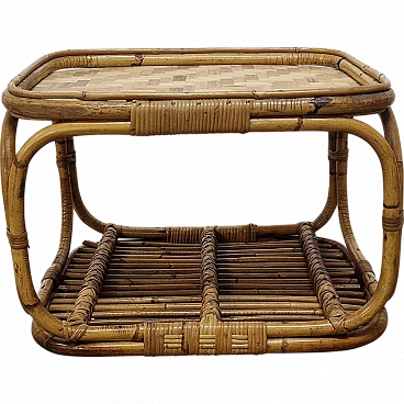 Low coffee table in rattan and bamboo