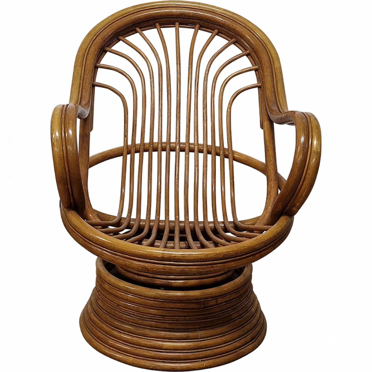 Swivel rocking armchair in bamboo and rattan 9