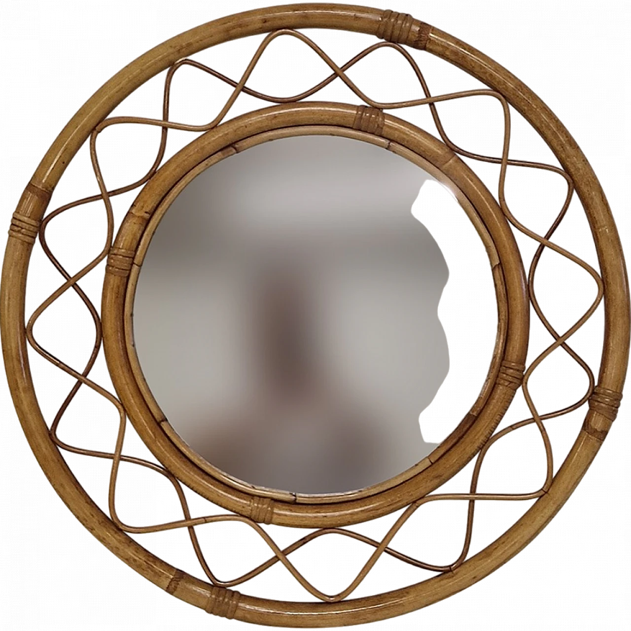 Circular rattan wall mirror 6