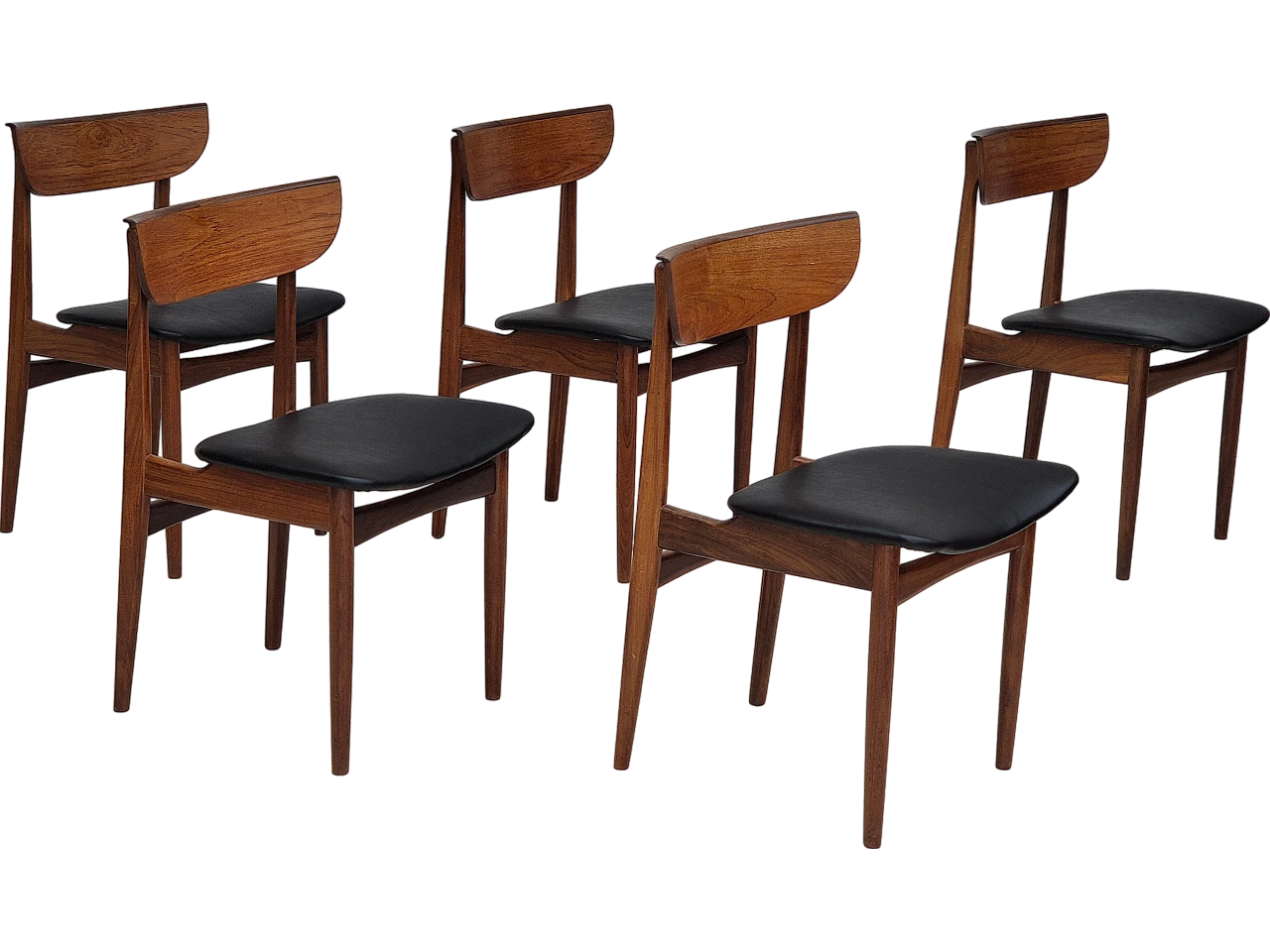 5 Danish teak wood dining chairs, 1960s 22