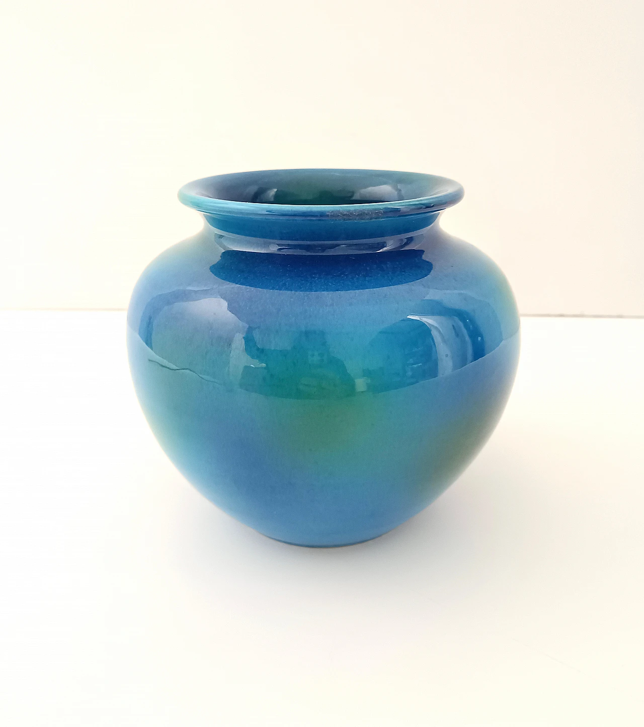 Vaso di Aldo Londi per Bitossi e Italica Ars in ceramica blu, anni '70 1