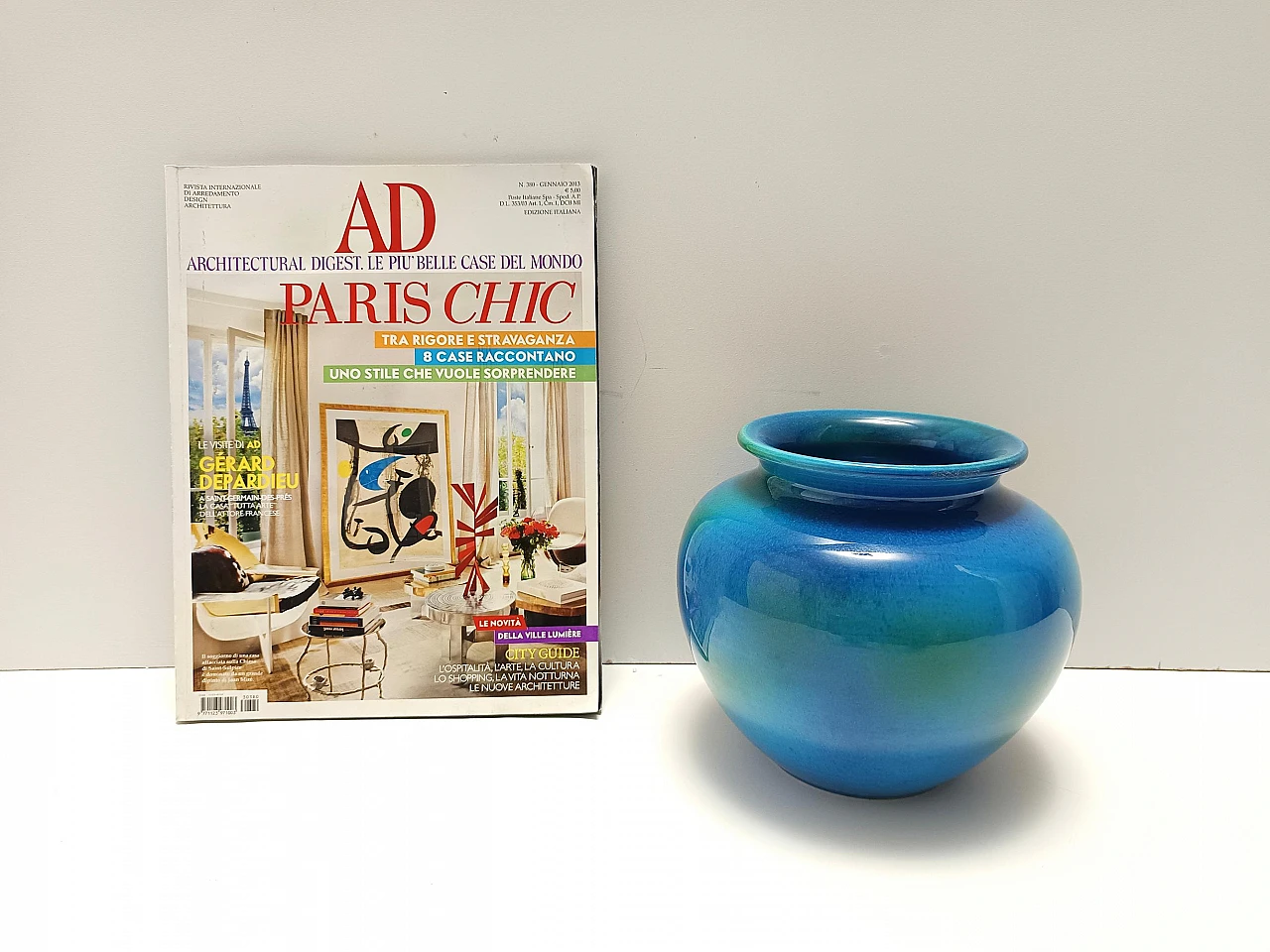 Blue Ceramic Vase by Aldo Londi for Bitossi and Italica Ars, 1970s 3