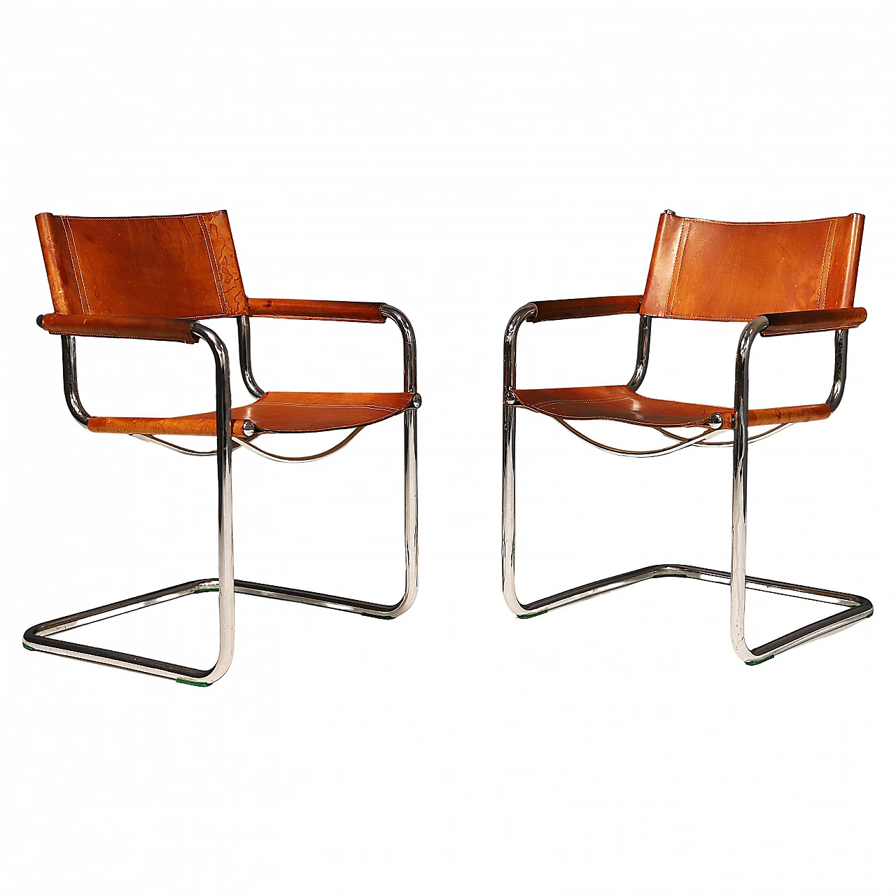 Pair of cantilever tubular steel armchairs by Marcel Breuer, 1970s 1