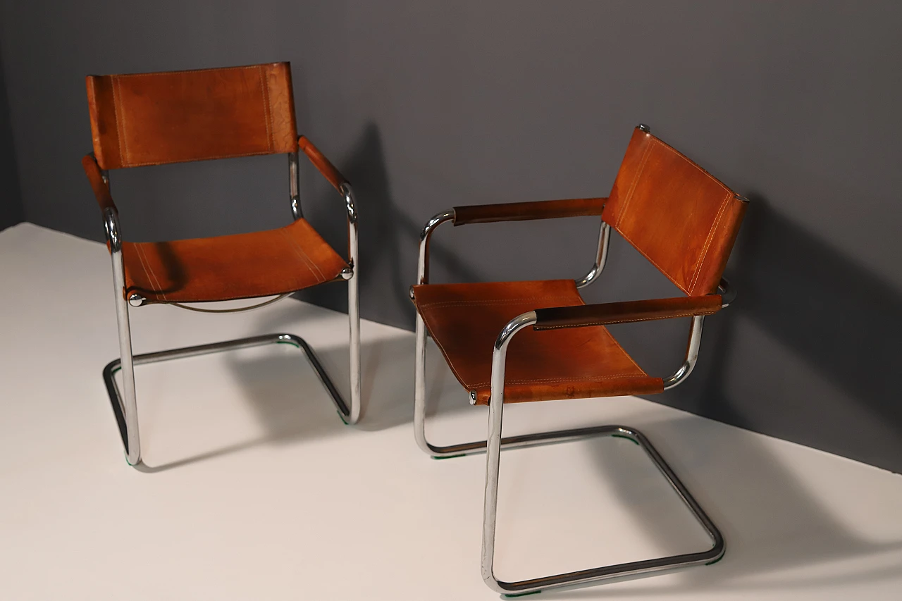 Pair of cantilever tubular steel armchairs by Marcel Breuer, 1970s 5