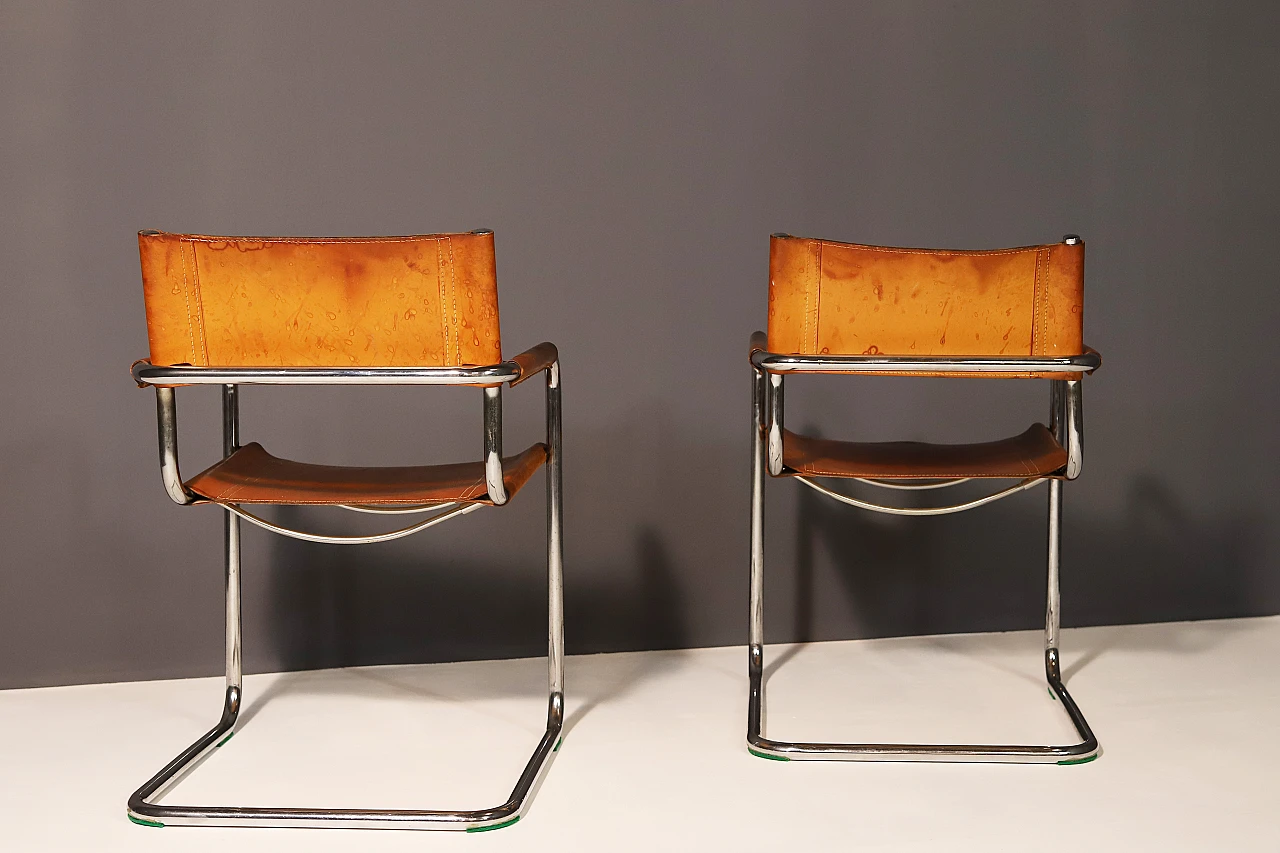 Pair of cantilever tubular steel armchairs by Marcel Breuer, 1970s 8