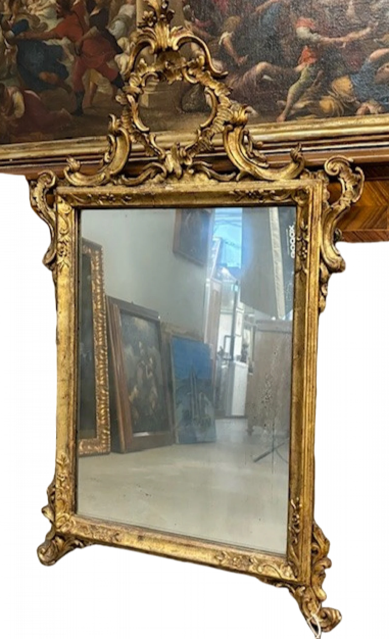 Gilded carved mirror in Louis XVI style, end of the 19th century, 13