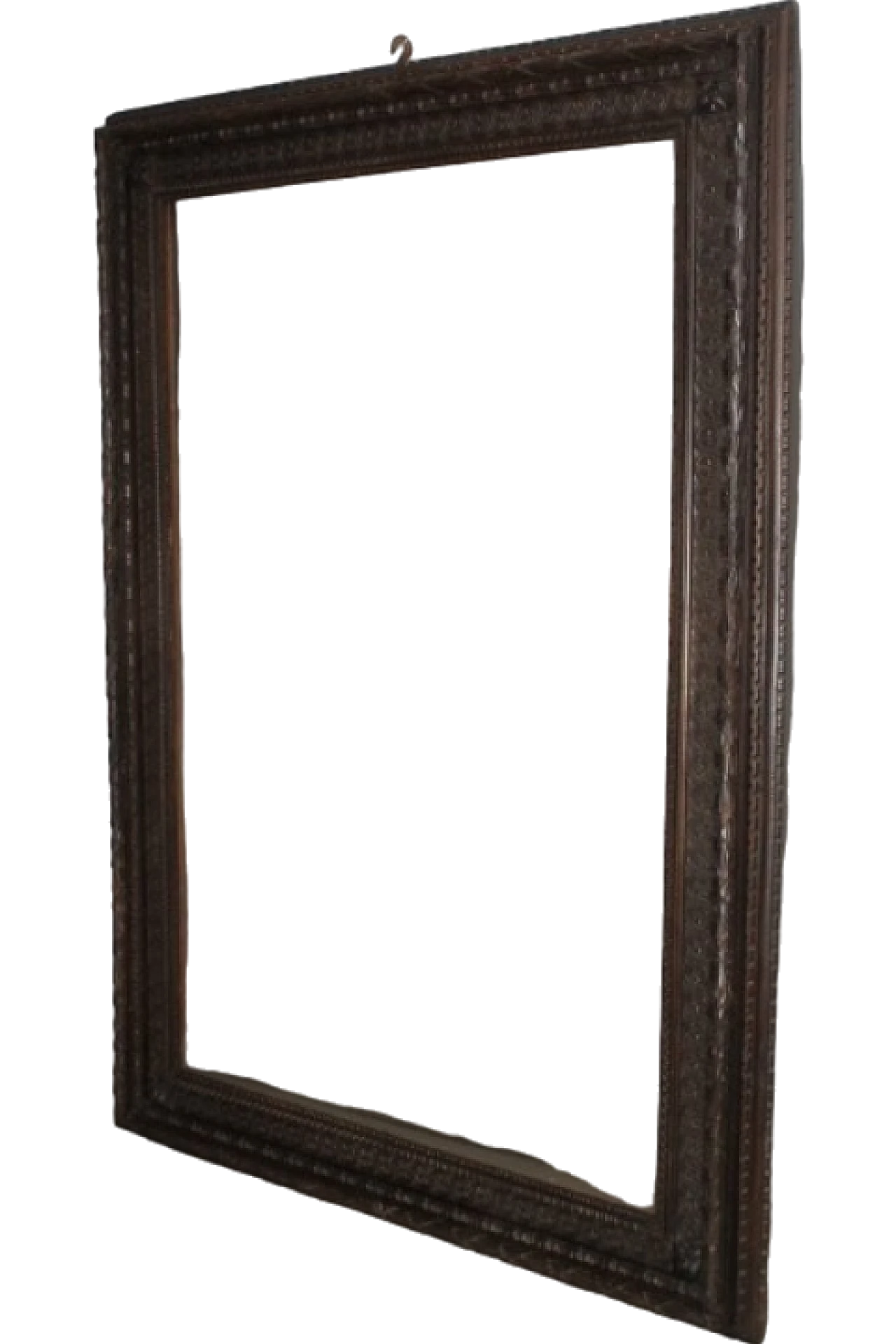 Large antique carved frame in dark solid walnut, 19th century 13