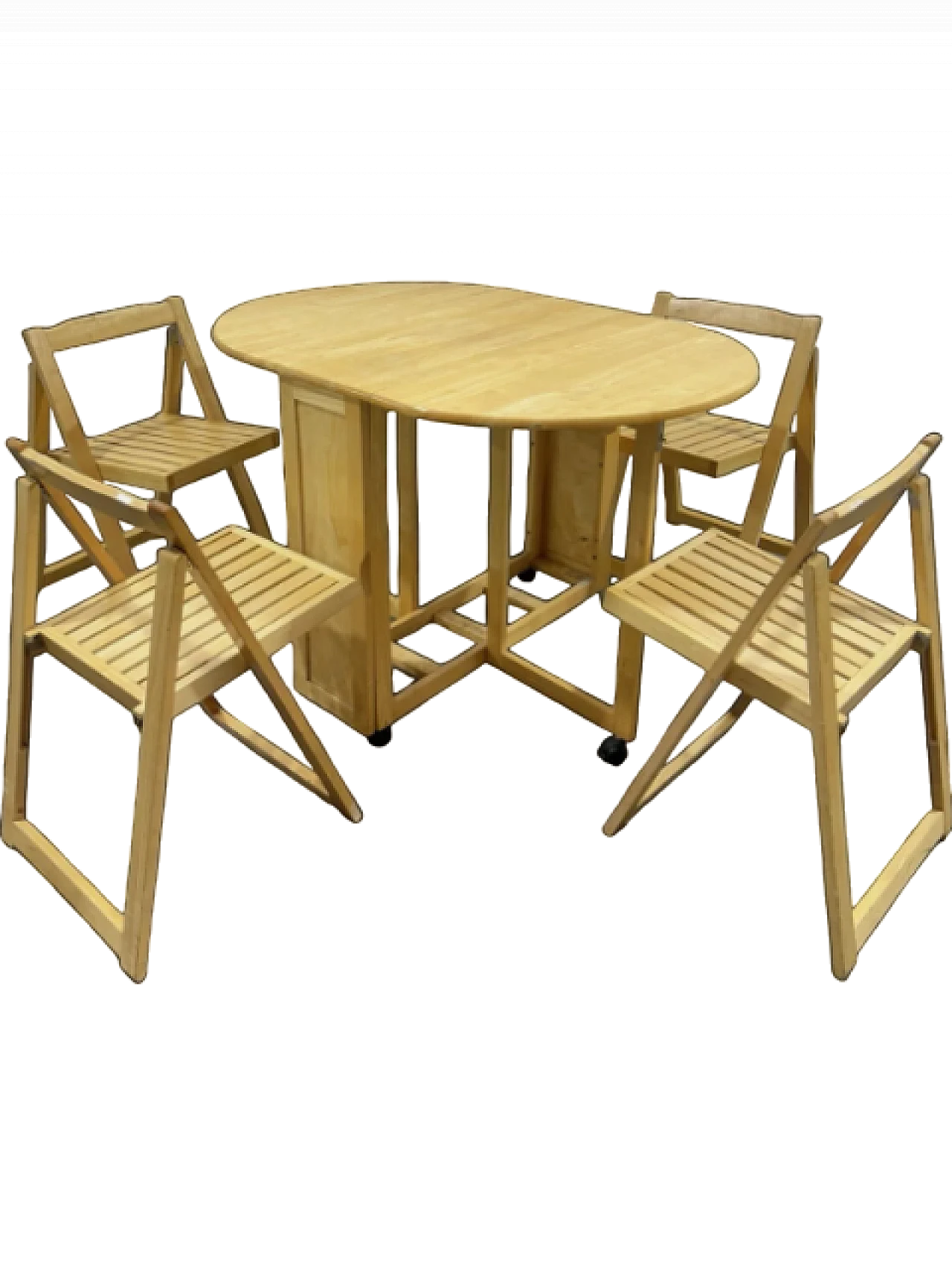 Wooden garden table with 4 chairs, late 20th century 13