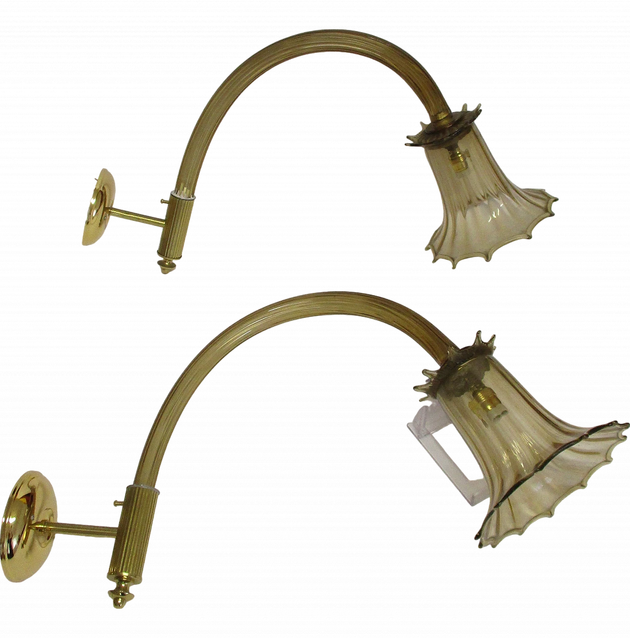 Pair of Barovier & Toso murano glass wall sconces, 1930s 6