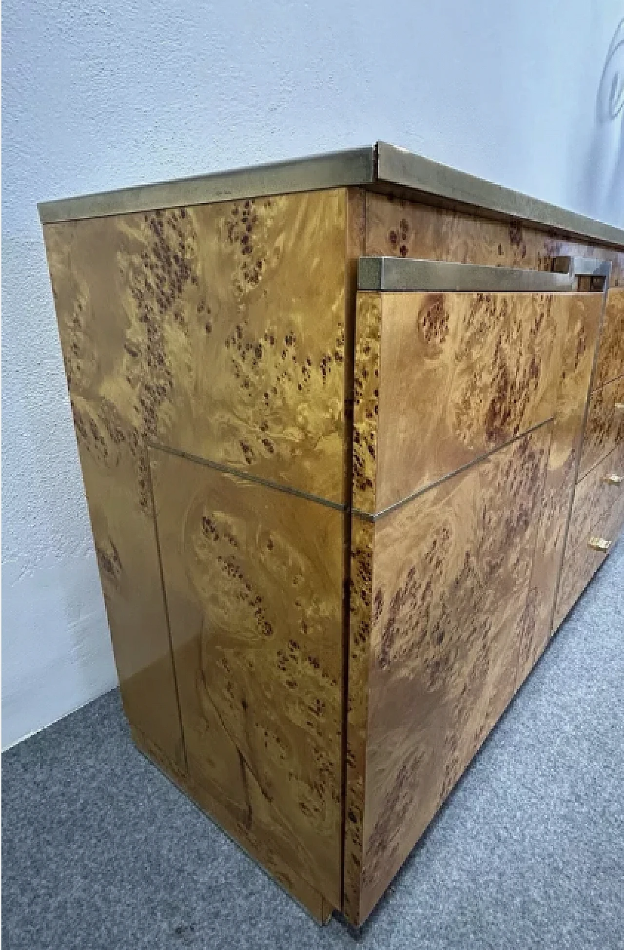 Credenza in cromo e radica nello stile di Willy Rizzo, anni '70 7