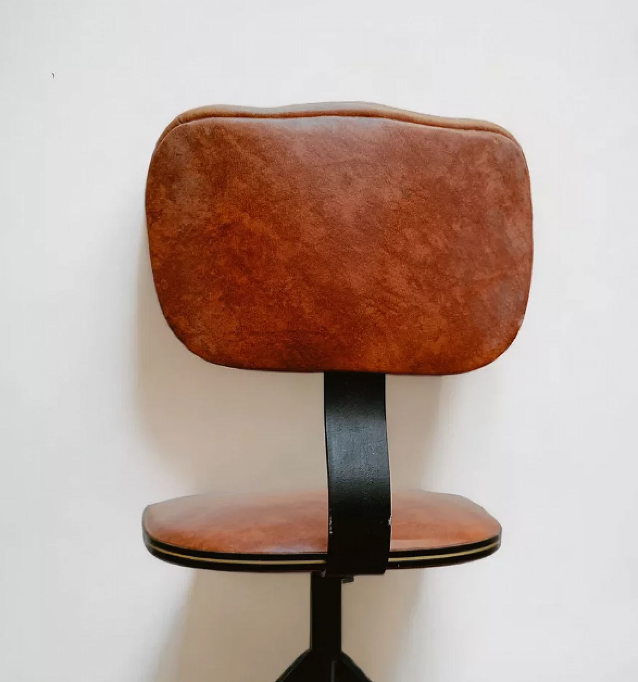 Iron and leather swivel office chair, 1950s 2