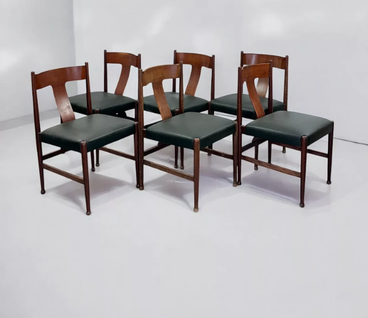 6 Curved wooden chairs by Silvio Coppola, 1960s 1